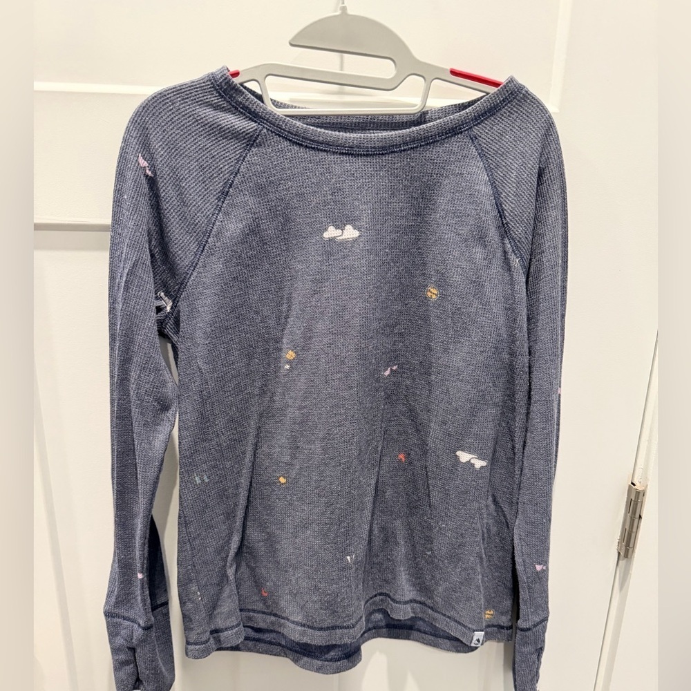 Ocean + Coast Waffle Knit Embroidered Pullover Women’s Small Raglan Sleeve Top